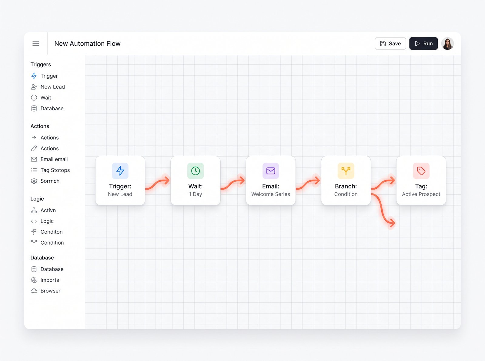 LoopNow visual automation flow builder